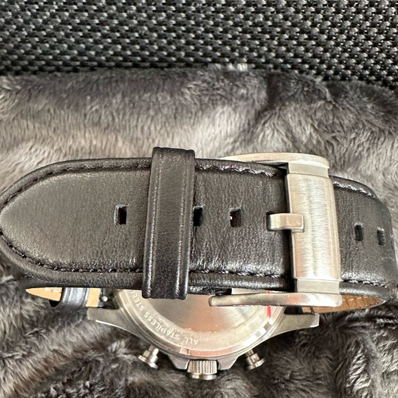 Fossil Men’s Watch stainless, blue dials, leather band. Rock & Roll chunky - Picture 6 of 9